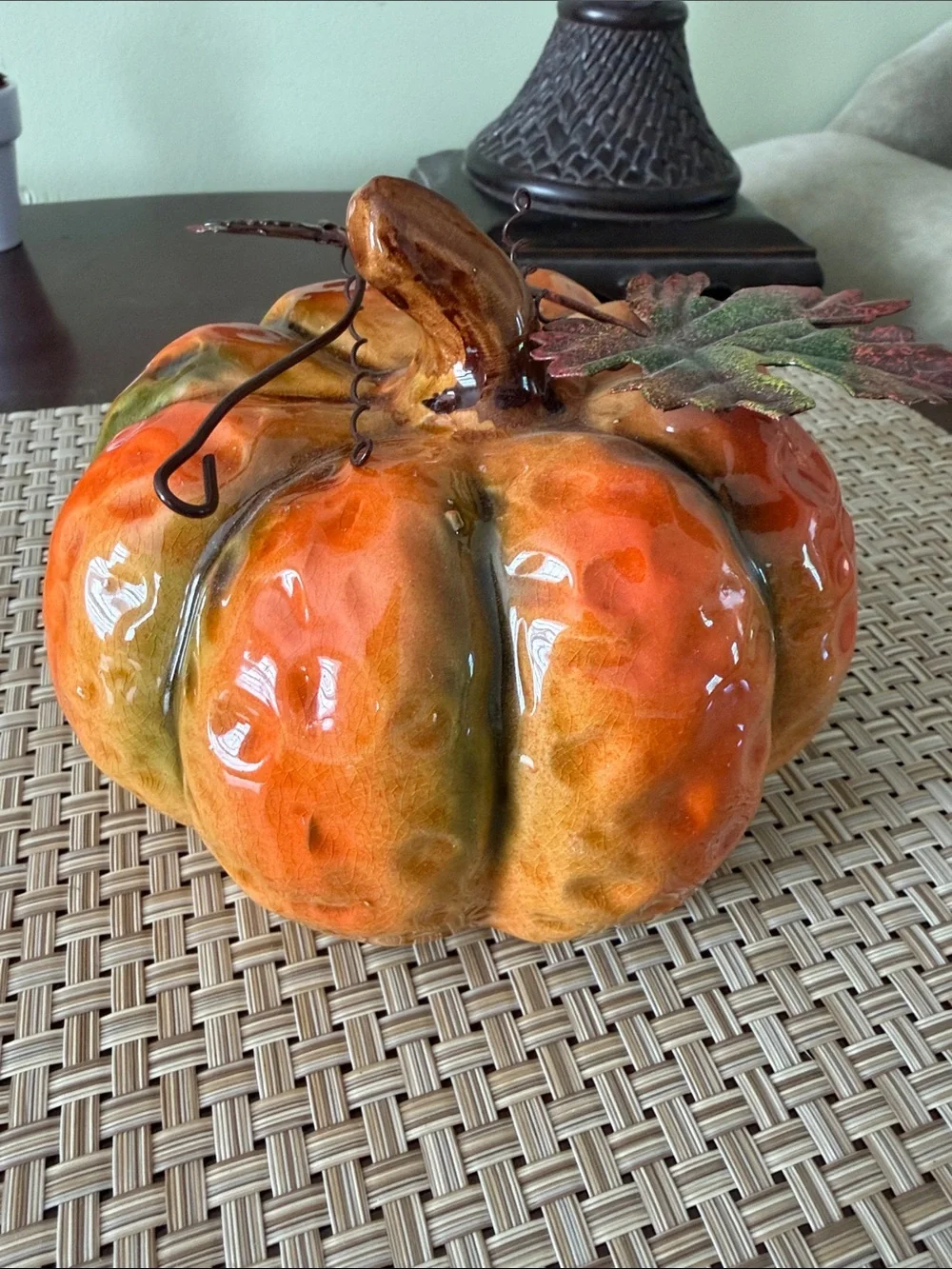 Set of 2 ceramic Pumpkins Halloween decor